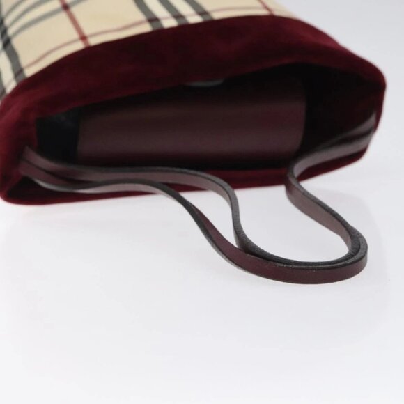 BURBERRY Nova Check Hand Bag Canvas Beige Silver Auth - Picture 5 of 15